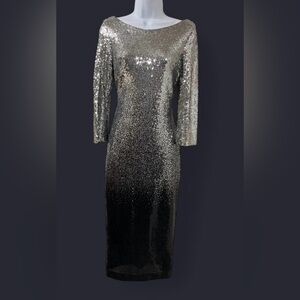 premier amour gold dress Premier Amour Black Gold Sequin Off Shoulder Maxi Dress Size 16 for Women